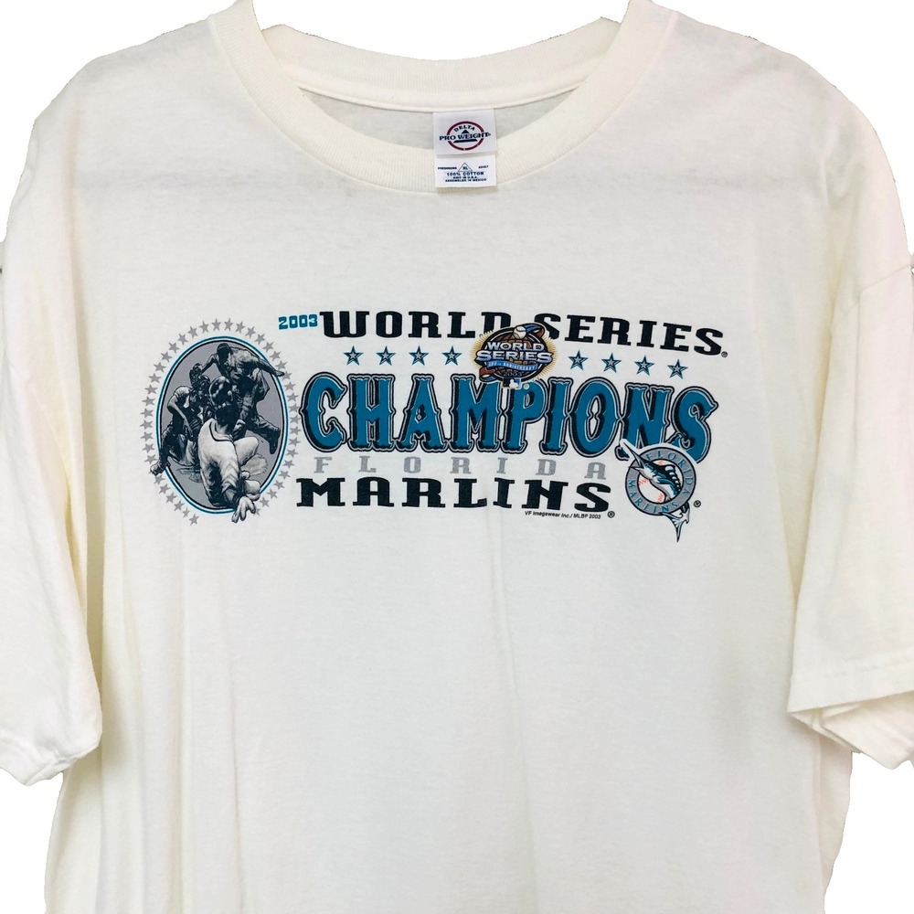 Vintage Florida Marlins Shirt Men XL 2003 World Series Champions Delta‎ Cotton